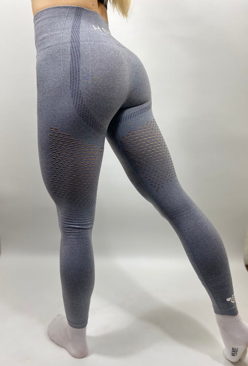 MESH BREATHABLE LEGGINGS - LIGHT GREY-BLUE