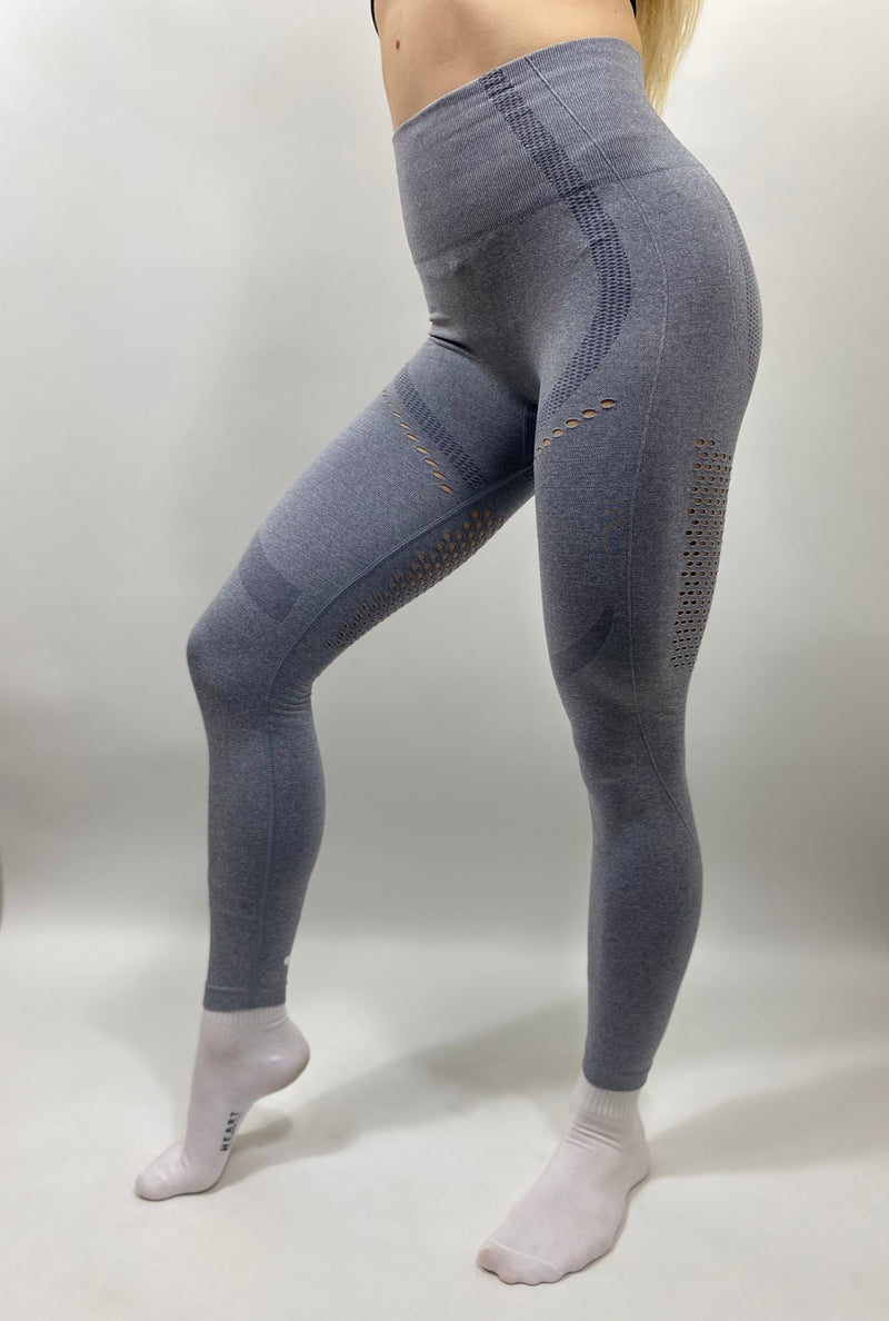 MESH BREATHABLE LEGGINGS - LIGHT GREY-BLUE