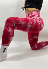 SQUAT DYE SEAMLESS LEGGINGS - RED