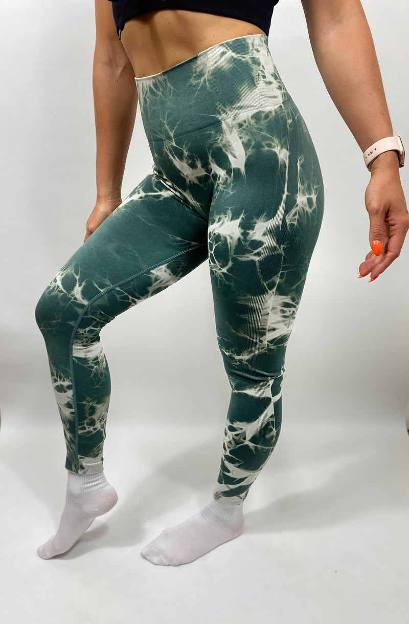 SQUAT DYE SEAMLESS LEGGINGS - GREEN