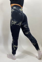 SQUAT DYE SEAMLESS LEGGINGS - BLACK