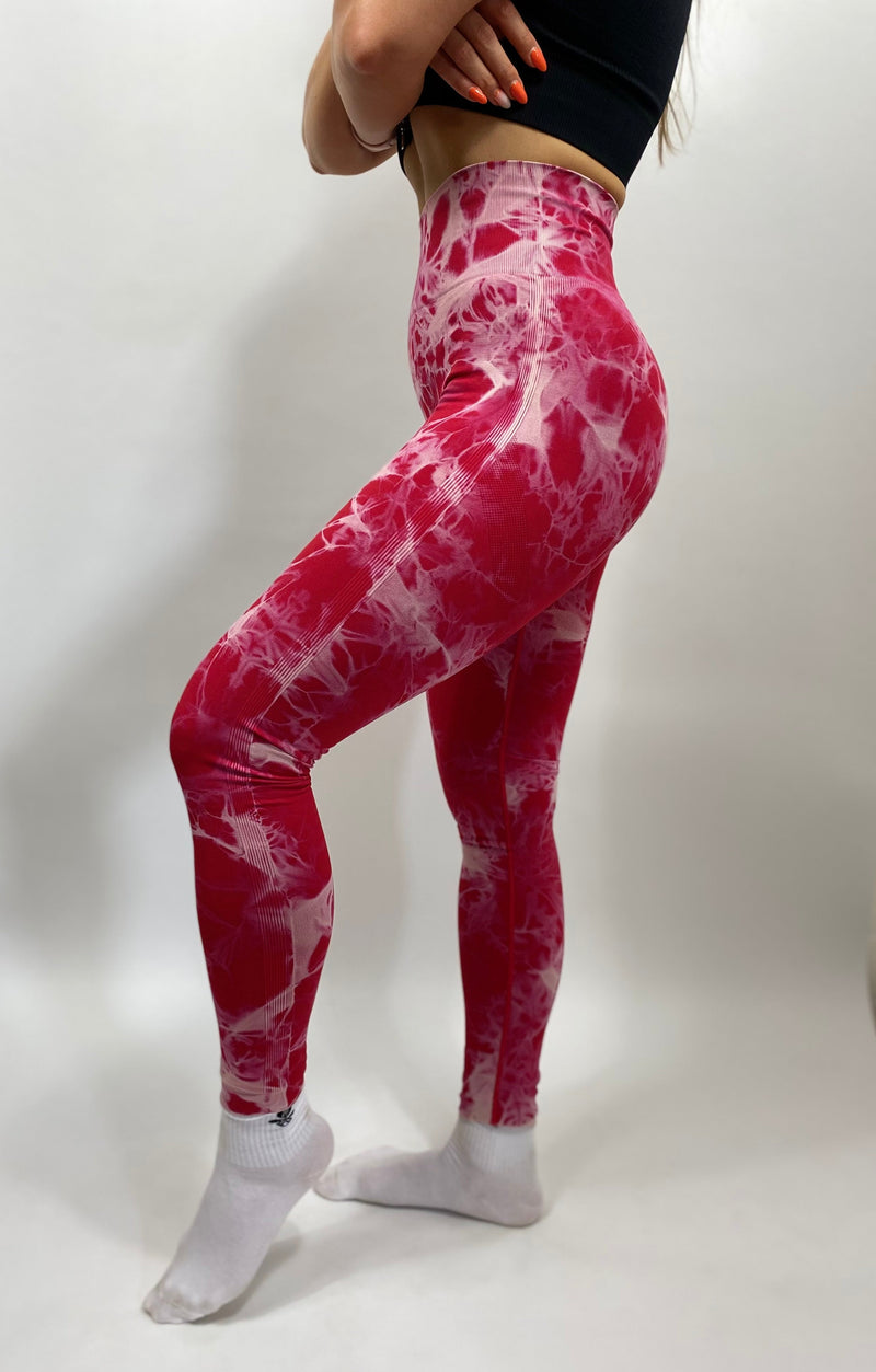 SQUAT DYE SEAMLESS LEGGINGS - RED